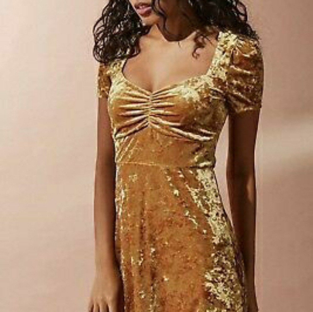 Urban Outfitters Gold Velvet Style Dress